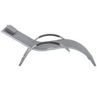 Outsunny Gartenliegen mit Kissen Sonnenliege Relaxliege ergonomisch Aluminium Texteline Dunkelgrau 160 x 60 x 65 cm(m-12)