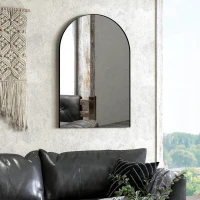 HOMCOM Specchio da Bagno ad Arco in Lega di Alluminio e Vetro 60x90 cm per Camera e Soggiorno, Nero(m-8)