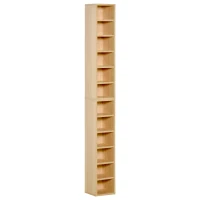 HOMCOM Lot de 2 étagères colonnes Armoire de Rangement CD-DVD 6 + 6 Compartiments dim. 21L x 19l x 88H cm capacité Max. 160 CD Coloris hêtre(m-15)