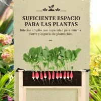 Outsunny Huerto Urbano Elevado de Madera 86x46x76 cm con Tela no Tejida para Cultivos Plantas Flores Natural(m-4)