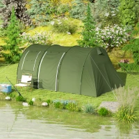 Outsunny 5-6 Man Camping Tent with 2 Room, Floor and Carry Bag - Green(m-9)
