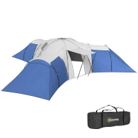 Outsunny 6-9 Man Tent with Bedrooms and Living Room, Accessories Included, Blue(m-10)