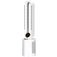 HOMCOM Ventoinha sem Hélices com Esterilização UV 12 Velocidades Purificador de Ar Humidificador Temporizador 8H Oscilação 90° 24x26,5x97 cm Branco(m-11)