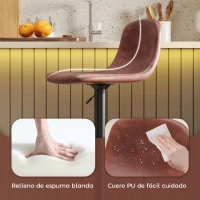 HOMCOM Conjunto 2 Taburetes Altos Ajustables 360° con Respaldo y Reposapiés para Cocina Bar o Comedor 40,5x44x84-104 cm Marrón(m-6)