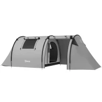 Outsunny Tenda de Campismo Familiar para 3 Pessoas Tenda Campismo Dobrável com Gancho e Bolsa de Transporte 470x220x150 cm Cinzento(m-11)