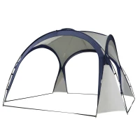 Outsunny Abrigo de Campismo 3,5x3,5 m Toldo de Campismo Dobrável com Gancho Proteção UV e Bolsa de Transporte Cinza e Azul(m-11)