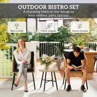 Outsunny Three-Piece Cut-Out Rattan Chair and Table Set - Brown/Black(m-4)
