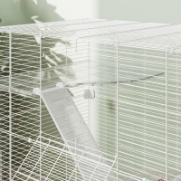 PawHut Gabbia per Roditori Multilivello con Accessori Inclusi, in Acciaio, PET e PS, 73x47x80 cm, Bianco(m-8)
