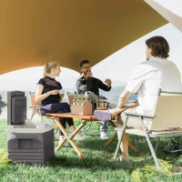 Outsunny 30 Liter Kompressor Kühlbox elektrische Kühlbox mit LED ECO Modus Anschluss Kühlhaltefunktion Schwarz(m-2)