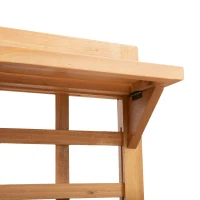 Outsunny Hochbeet Pflanztisch Blumentisch Arbeitstisch Gärtnertisch Gewächshaus Holzpflanztisch für Garten Balkon, 105 x 40 x 135 cm, Tanne, nicht gewebter Stoff, Braun(m-9)