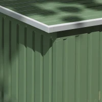 Outsunny Metall Gerätehaus 6,3m³ 280x130x172cm Geräteschuppen mit Pultdach Schiebetür wetterfest Gartenhaus Outdoor Garten Schuppen Schrank für Hinterhof Außenbereich Anthrazit, Hellgrün(m-10)