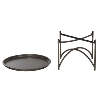 Outsunny Gartenstuhl-Set, 2-tlg., Hocker/Beistelltisch, gr. Sitzkissen, Stahlrahmen, Farbe: Sand, 118 x 75 x 142 cm(m-10)