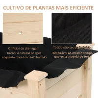 Outsunny Horta Elevada de Madeira com Tecido não Tecido e 4 Orifícios de Drenagem para Cultivo 86x46x76cm Madeira(m-6)