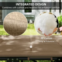 Outsunny Folding Camping Bed for Adults with Cushion, Heavy Duty Portable Travel Camping Cot with Headrest, Side Pocket and Non-Slip Foot Pads for Outdoor Beach Travel Office, Khaki(m-5)