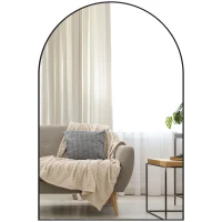 HOMCOM Specchio da Bagno ad Arco in Lega di Alluminio e Vetro 60x90 cm per Camera e Soggiorno, Nero(m-1)