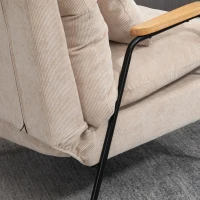 HOMCOM Polsterstoel met Voetenbank, Relaxstoel met Ligfunctie, Polsterstoel, Kussen, TV Stoel, 68 x 91,5 x 88 cm, Beige(m-8)