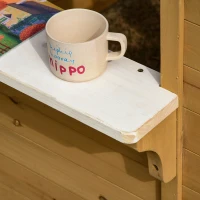Outsunny Casetta per Bambini in Legno con Finestre, Staccionata e Panca, 205x119x140 cm, Legno Naturale(m-7)