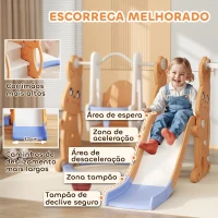 AIYAPLAY Escorrega Infantil 4 em 1 Baloiço e Escorrega Escalador Tabela de Basquetebol Temática de Coelho 147,5x160x107 cm Laranja(m-5)