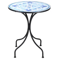 Outsunny Ø 61 cm Garten Sitzgruppe für 2 Personen Bistro-Set Garnitur 1 Tisch+2 faltbare Stühle Stahl Blau(m-7)