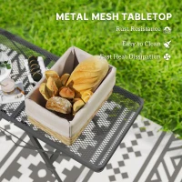 Outsunny 3 ft Folding Camping Table w/ Adjustable Heights, Outdoor Folding Picnic Table with Metal Mesh Desktop & Aluminium Legs, Portable Lightweight BBQ Table for Picnic, Garden, Party, Black(m-4)