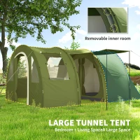 Outsunny 5-6 Man Camping Tent with 2 Room, Floor and Carry Bag - Green(m-4)