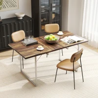 HOMCOM Mesa de Refeição Extensível Retangular para 4-6 Pessoas com Pés Metálicos 120-160x80x75 cm Madeira e Branco(m-7)