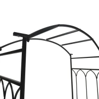 Outsunny Rosenbogen mit Bank Rosenbank Laubenbank Philosophenbank Rankgitter Rankhilfe Gartenbank Metall Schwarz 115 x 50 x 203 cm(m-7)