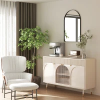 HOMCOM Miroir mural arqué miroir de salle de bain avec cadre en alliage d'aluminium pour chambre salon entrée 60 × 90 cm noir(m-9)