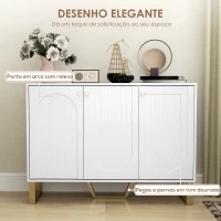 HOMCOM Aparador de 3 Portas Aparador Moderno para Sala de Estar com Prateleiras Ajustáveis Móvel para TV até 50 Polegadas 106,5x35x77,5 cm Branco(m-5)