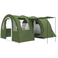 Outsunny 5-6 Man Camping Tent with 2 Room, Floor and Carry Bag - Green(m-10)