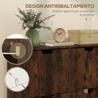 HOMCOM Mobile Scarpiera con 4 Cassetti Ribaltabili a 2 Livelli per 16 Paia, in Legno, 95x26x95 cm, Marrone(m-7)