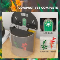 PawHut 3L Small Fish Tank with Filter System, LED Light, Small Fish Tank for Betta, Goldfish, Shrimp, Black(m-6)