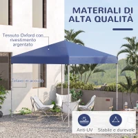 Outsunny Gazebo Pieghevole e Impermeabile in Tessuto Oxford con Corde e Picchetti, 2.45x2.45x2.45 m, Blu(m-4)