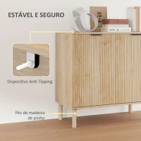 HOMCOM Aparador de Sala de Estar com Prateleira Ajustável Sistema Anti-Tombo e Pés de Madeira de Pinho 78x40x77,5 cm Carvalho(m-7)