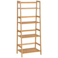 HOMCOM Boekenrek, 4 Niveaus, Ladderontwerp, Bamboehout, Natuur(m-10)