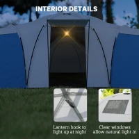 Outsunny 6-9 Man Tent with Bedrooms and Living Room, Accessories Included, Blue(m-6)