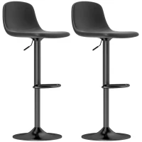 HOMCOM 2-delige Set Barkrukken, Draaibare Barstoelen met Kunstleren Bekleding, met Rugleuning en Voetsteun, Metalen Basis, Zwart(m-1)