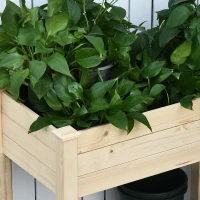 Outsunny Horta Elevada de Madeira com Tecido não Tecido e 4 Orifícios de Drenagem para Cultivo 86x46x76cm Madeira(m-7)