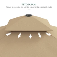 Outsunny Chapéu de Sol de Jardim de 2,5 m Chapéu de Sol Excêntrico com Manivela Teto Duplo com Borda Ondulada e Base Cruzada Caqui(m-6)