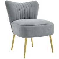 HOMCOM Velvet-Feel Tub Accent Chair - Grey(m-1)