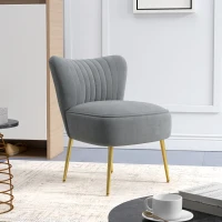 HOMCOM Velvet-Feel Tub Accent Chair - Grey(m-2)