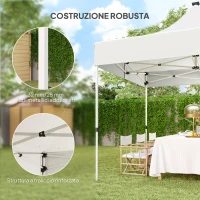 Outsunny Gazebo da Giardino Pop Up 3x3 m ad Altezza Regolabile con Luci LED Solari, in Tessuto Oxford e Metallo, Bianco(m-5)