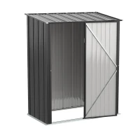 Outsunny Gartenschuppen Geräteschuppen, verschließbare Tür, wetterbeständig, inkl. Regale, 161,5 cm x 94,5 cm x 196 cm, Schwarz(m-10)