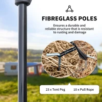 Outsunny 5-6 Man Camping Tent with 2 Room, Floor and Carry Bag - Green(m-7)