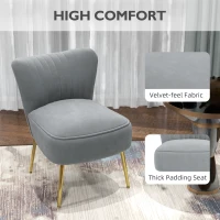 HOMCOM Velvet-Feel Tub Accent Chair - Grey(m-5)