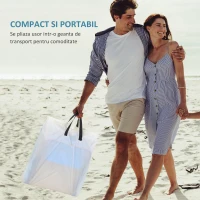 Outsunny Set 2 Șezlonguri de Plajă Pliabile cu Tetieră, Spătar Reglabil și Husă pentru Transport, 134x48x33-43 cm, Bej(m-5)