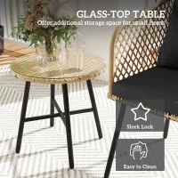 Outsunny Three-Piece Cut-Out Rattan Chair and Table Set - Brown/Black(m-7)