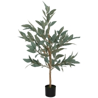 HOMCOM Árbol Artificial de Laurel 120 cm Decoración para Hogar Oficina Balcón Dormitorio Verde