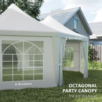 Outsunny 6.8 x 5m Octagonal Marquee Gazebo - White(m-6)