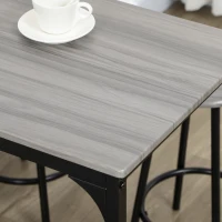 HOMCOM Set de Mesa de Bar y 4 Taburetes Estilo Industrial Marco de Metal para Cocina Salón Gris y Negro(m-9)